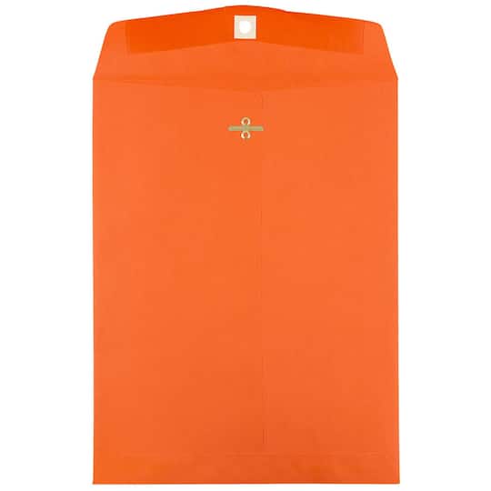JAM Paper 9" x 12" Orange Recycled Clasp Closure Envelopes